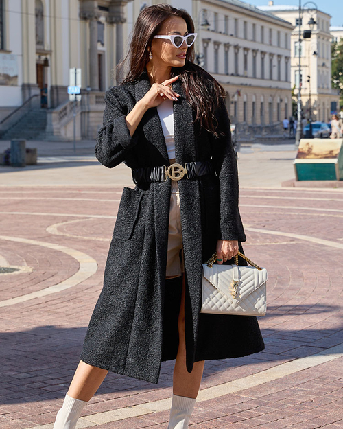 schwarzer damenmantel