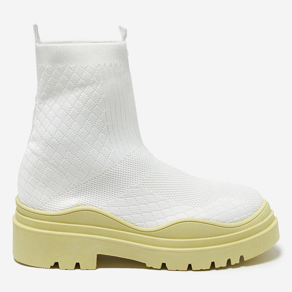 Weiß-gelber Damenstiefel mit flachem Absatz Seritis - Footwear