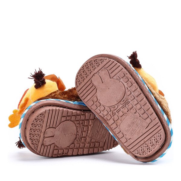 Braune und blaue Pochi-Hausschuhe für Kinder - Schuhe - braun