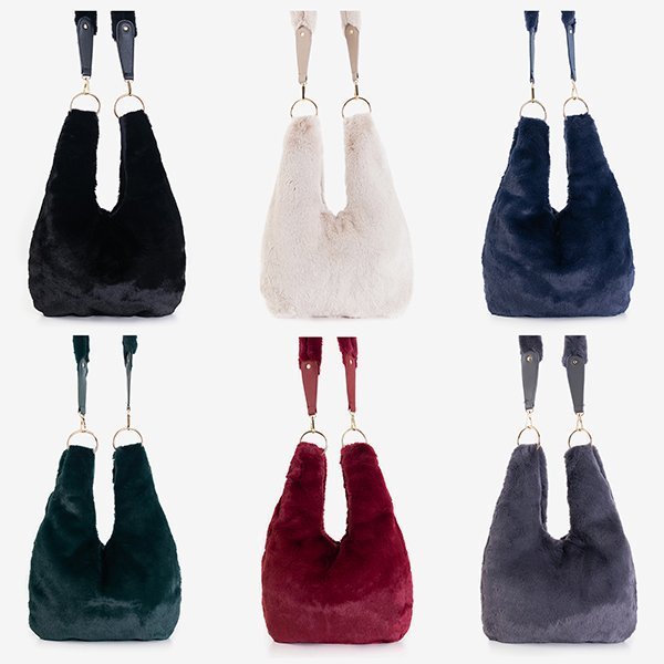 Marineblaue Pelzhandtasche für Damen - Handtaschen - blau