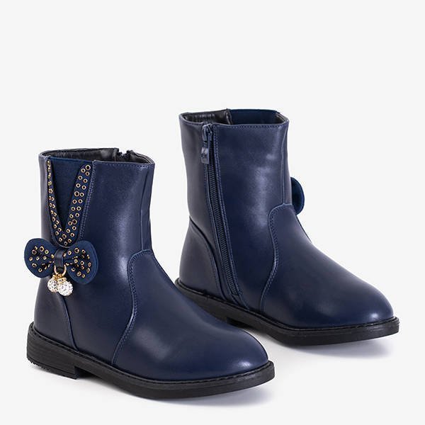 OUTLET Marineblaue Kinderstiefel mit Riotaq-Schleife - Schuhe