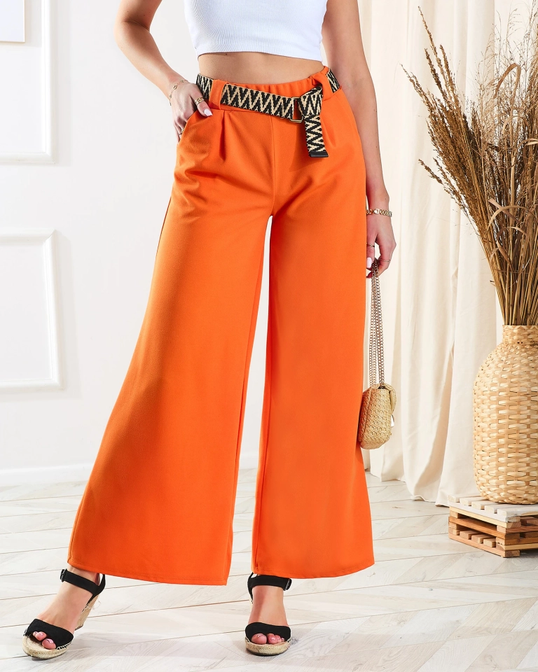 Orangefarbene Damen-Palazzo-Hose Kleidung - orange | - Online-Schuhgeschäft Royalfashion.de