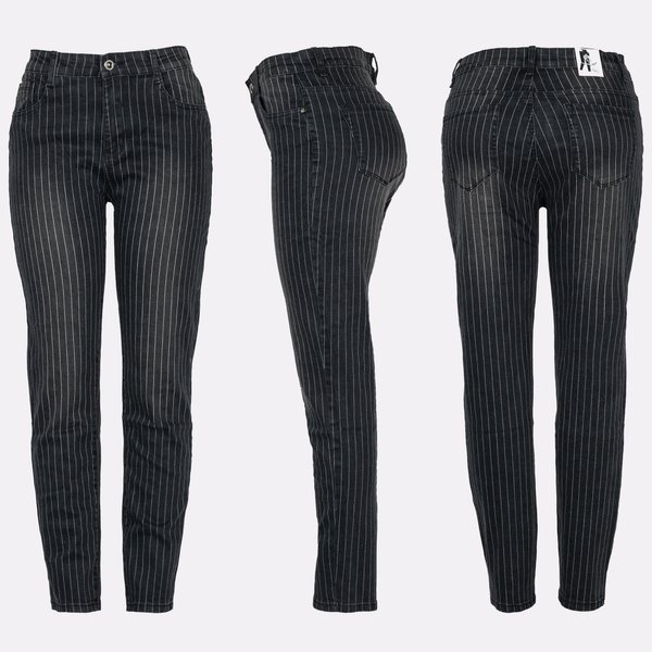Schwarze jeans hose mit weißen streifen Clearance
