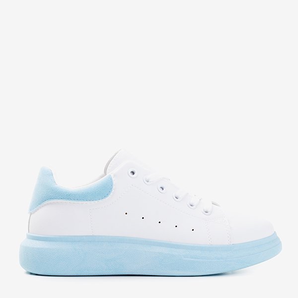 Weiße Damen-Sportschuhe mit blauen Gulio-Einsätzen - Schuhe - blue