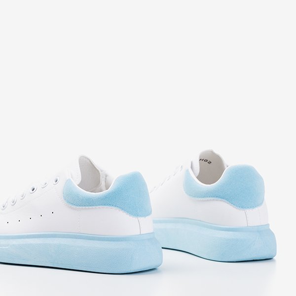 Weiße Damen-Sportschuhe mit blauen Gulio-Einsätzen - Schuhe - blue