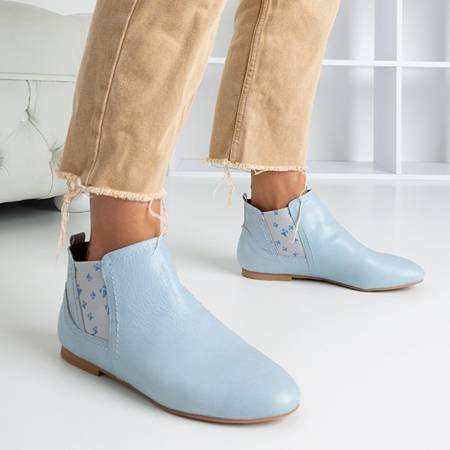  Hellblaue Chelsea-Stiefel aus Leder für Damen Heidi - Schuhe