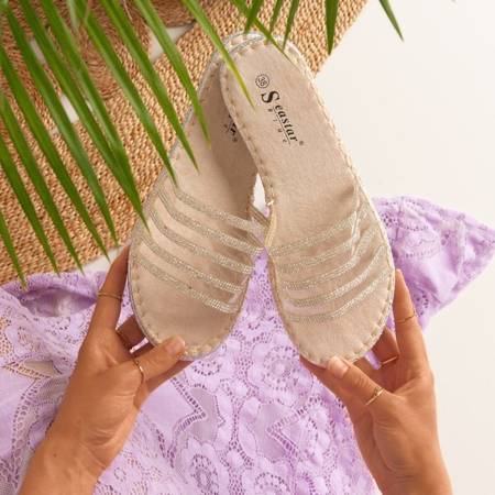 Beige transparente Flip-Flops mit Zircons Noumeia - Schuhe 1