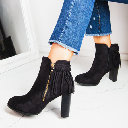 Black ankle boots style with tassels Fedina - Footwear