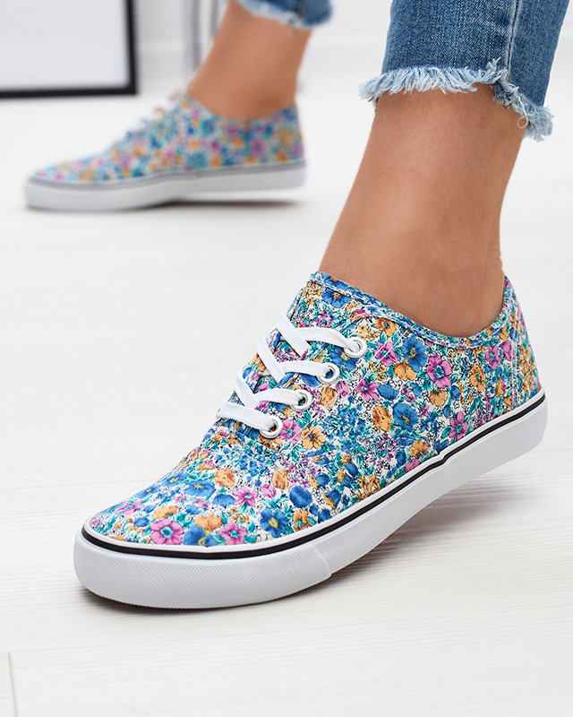 Blaue Damen Sneaker mit Blumenmuster Sertoli - Footwear