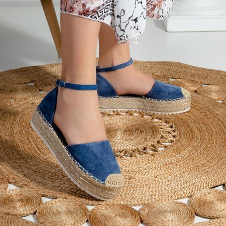 Blaue Damensandalen a'la espadrilles auf der Indira-Plattform - Schuhe
