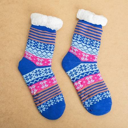 Blaue Frauensocken mit bunten Mustern - Socken