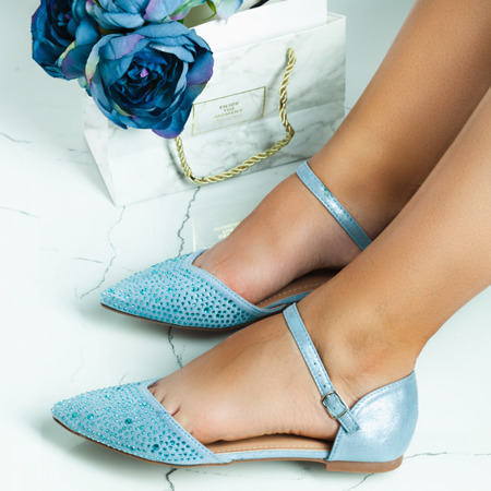 Blaue Ileana-Ballerinas mit Zirkonia - Schuhe