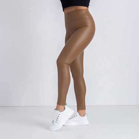 Braune Leggings mit hoher Taille - Hose