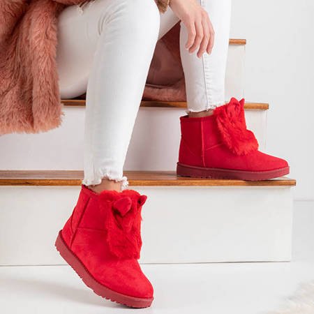 Bubbis rote Damen-Schneeschuhe mit Fell - Schuhe