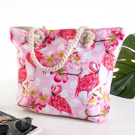 Bunte Strandtasche mit Flamingos - Handtaschen