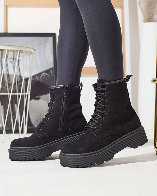 Damen Baggerstiefel aus Öko-Wildleder in schwarz Fefillo- Footwear