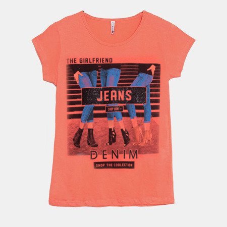 Damen-Korallen-T-Shirt mit Aufdruck - Blusen 1