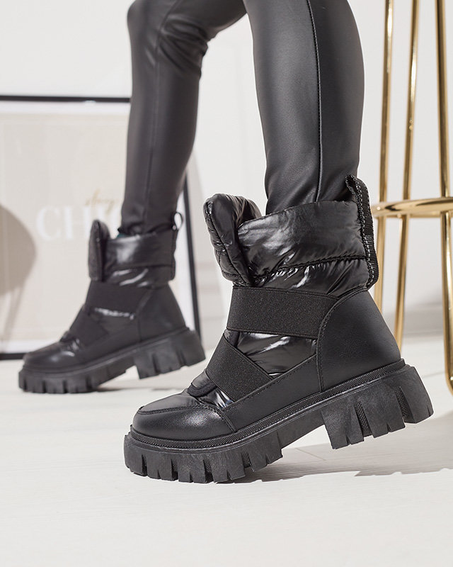 Damen-Schneestiefel mit flacher Sohle in schwarz Ferory- Footwear
