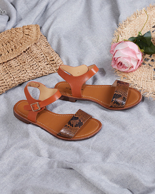 Damensandale mit Camel-Prägung Xetera - Schuhe