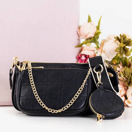 Dreiteilige kleine schwarze Handtasche für Frauen - Handtaschen