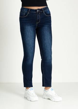 Dunkelblaue Straight-Leg-Jeans für Damen - Kleidung
