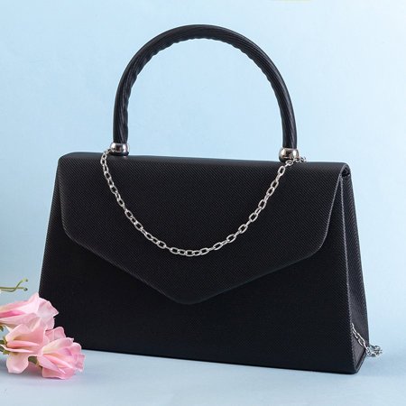 Elegante schwarze Handtasche an einer Kette - Handtaschen