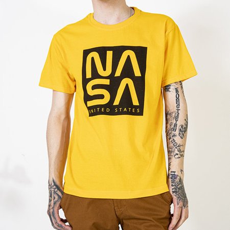 Gelbes Baumwoll-T-Shirt für Herren mit der Aufschrift - Kleidung