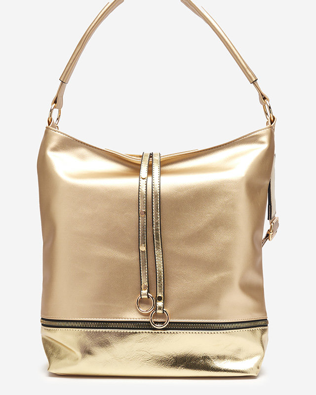 Goldene Damenhandtasche mit Zierstreifen - Accessoires