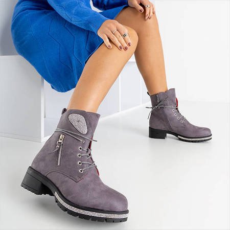 Graue und lila Damen-Öko-Wildledertaschen Exione - Footwear