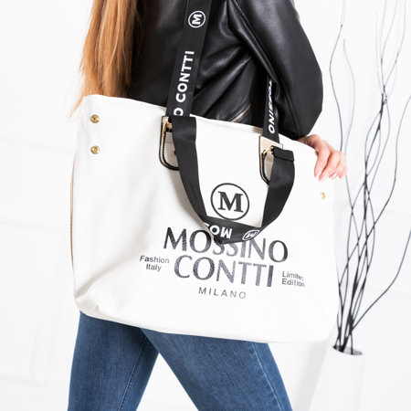 Große weiße Damenhandtasche mit Aufschriften - Handtaschen