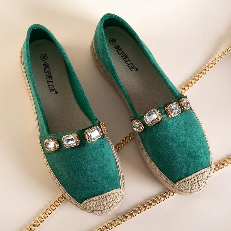 Grüne Espadrilles für Frauen mit Fenenna-Kristallen - Schuhe