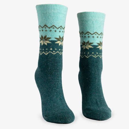 Grüne Frauensocken mit norwegischem Muster 3 / Pack - Socken