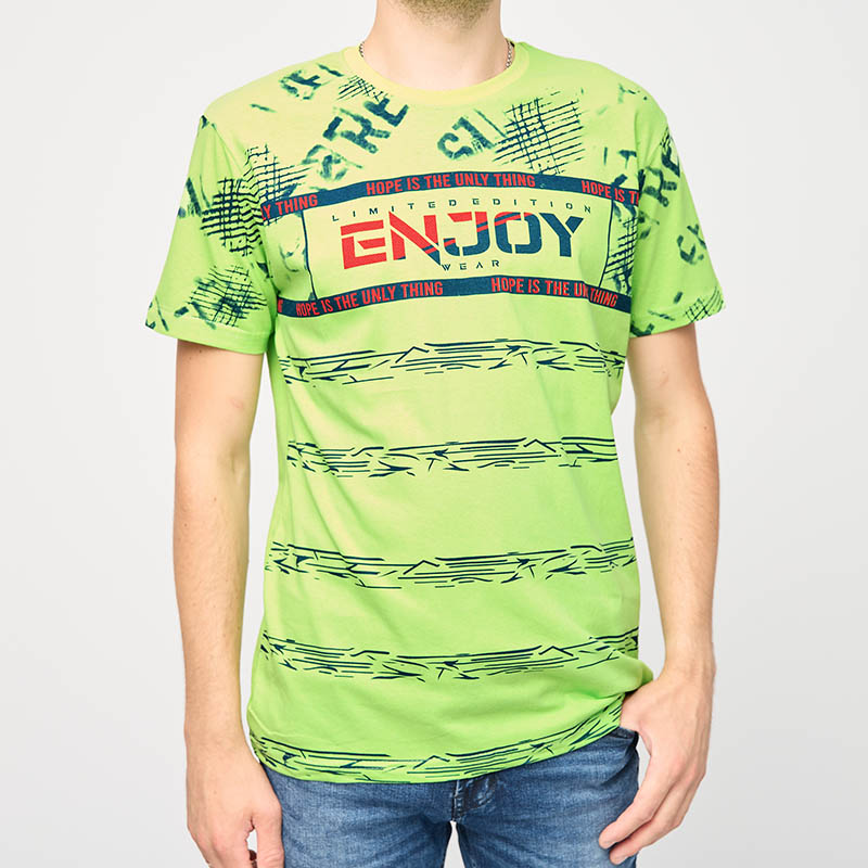 Grünes Herren-T-Shirt mit der Aufschrift ENJOY- Clothing