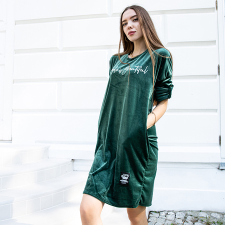 Grünes Oversize-Velourskleid - Kleidung