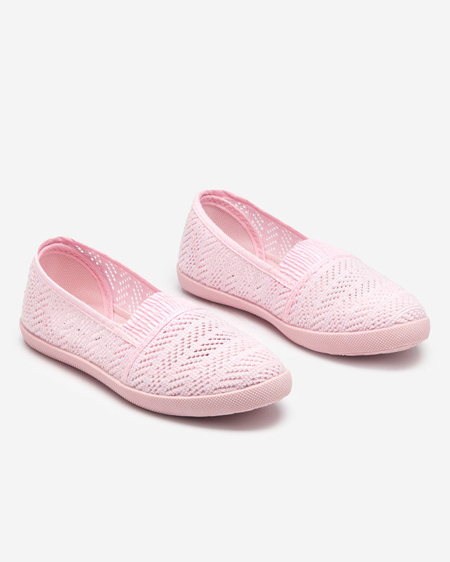 Hellrosa Kinder-Sneaker zum Hineinschlüpfen mit durchbrochenem Qey - Schuhe