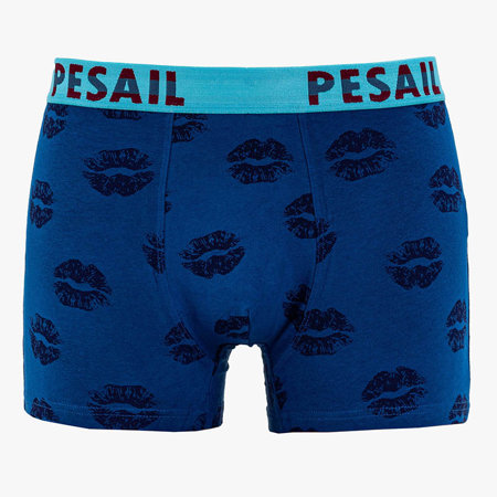 Kobaltblaue Herren-Boxershorts mit Aufdruck - Unterwäsche