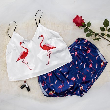 Kobaltflamingo-Pyjama für Damen - Kleidung
