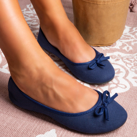 Marineblaue Ballerinas mit Ocria-Schleife - Schuhe