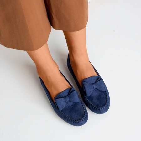 Marineblaue Damenhalbschuhe mit Schleife Ursula - Footwear 1