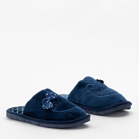 Marineblaue Damenpantoffeln mit Schleife Mommis - Schuhe