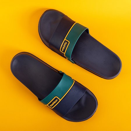 Marineblaue Gummipantoffeln mit grünem Gürtel für Herren Maxon - Footwear