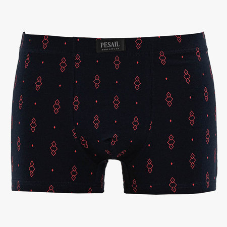 Marineblaue Herren-Boxershorts mit rotem geometrischem Muster - Unterwäsche