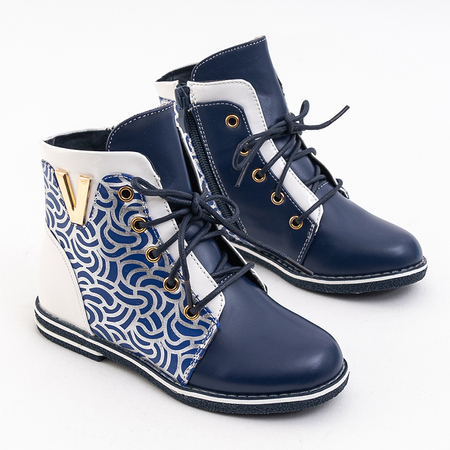 Marineblaue Mädchenstiefel mit dekorativem Obermaterial Frenzi - Schuhe