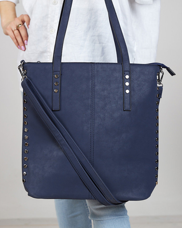 Marineblaue Shopper-Tasche für Damen mit Strasssteinen - Accessoires