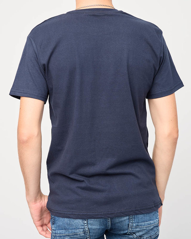 Marineblaues Herren-T-Shirt mit Aufdruck - Kleidung