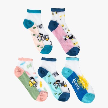 Mehrfarbige Print-Söckchen für Damen 5 / Pack - Socken