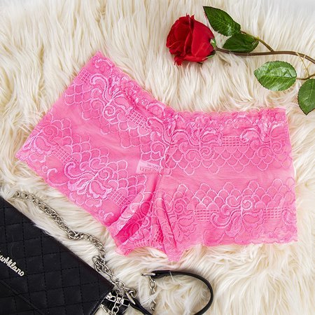 Neon Pink Damen Boxershorts aus Spitze - Unterwäsche