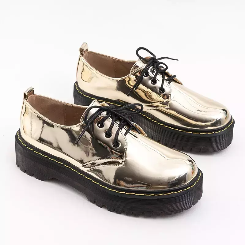 OUTLET Damen gold lackierte Schnürschuhe Belita - Schuhe