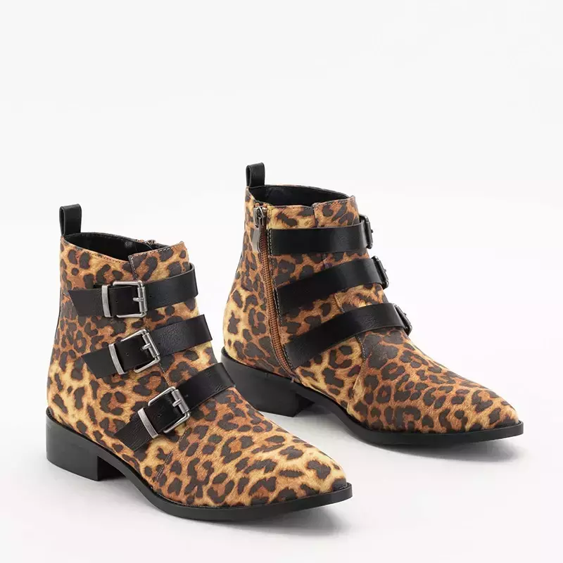 OUTLET Damenstiefel mit Leopardenmuster und flachen Absätzen Leopardo - Schuhe