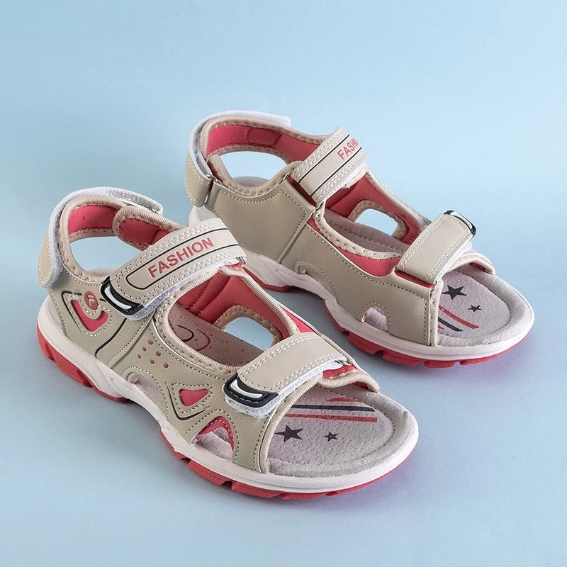 OUTLET Ligs Sandalen mit Klettverschluss für Kinder in Beige - Schuhe